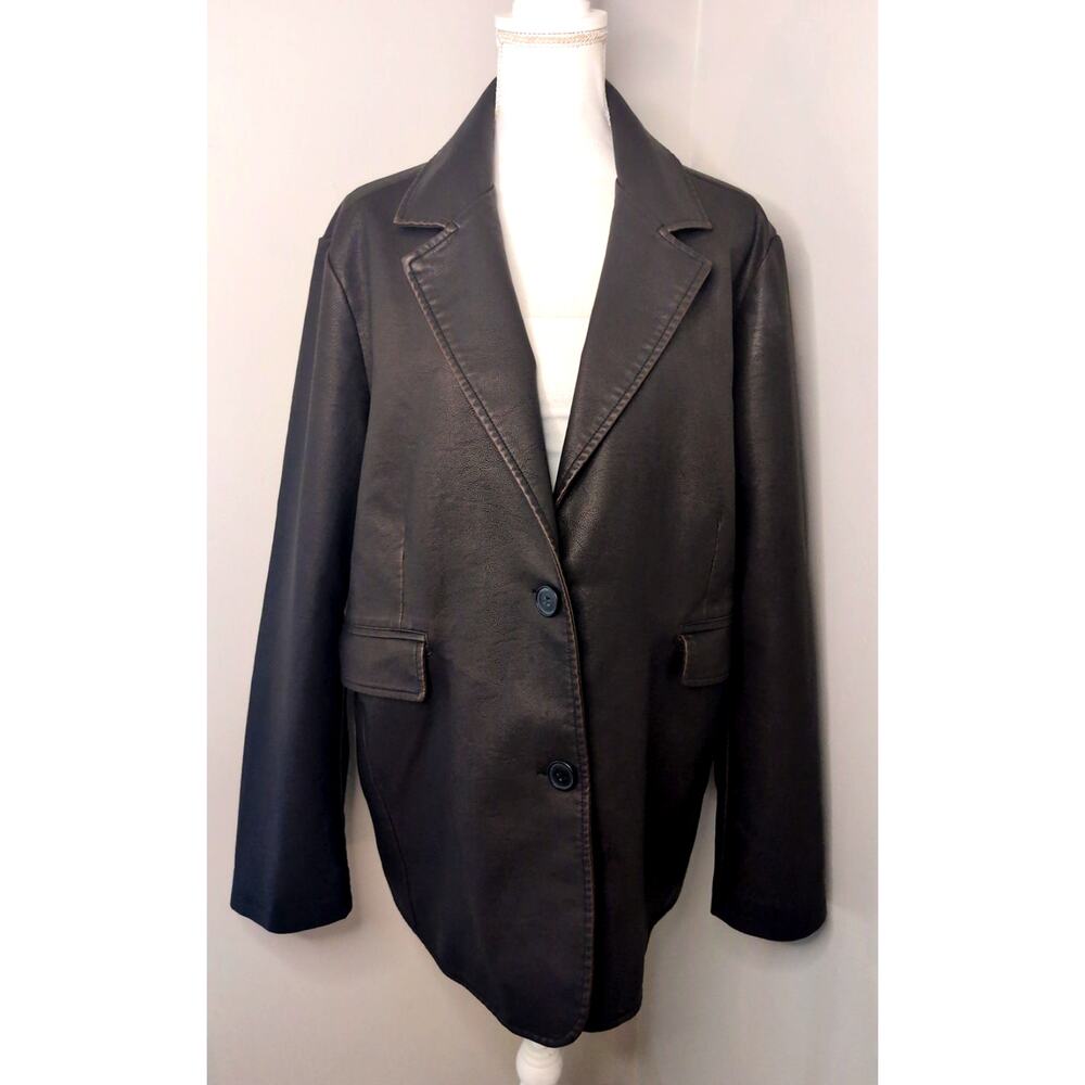 Urban Outfitters Brown Faux Leather Oversized Longline Blazer XL